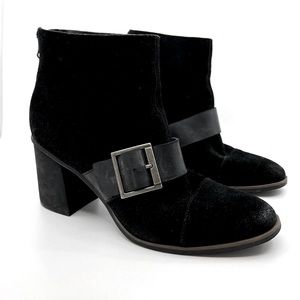 KORKS Denoon Boots Women‎ 10 Black Suede Buckle Block Heel ankle